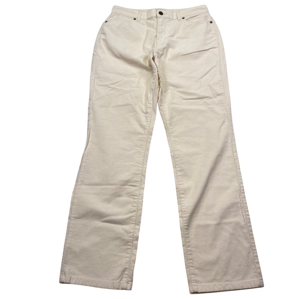 Coldwater Creek Corduroy Pants Womens 8 Cream Straight Leg Mid Rise Off White